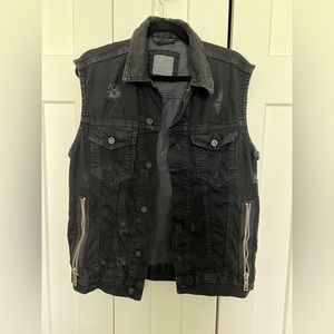 Mens black distressed vest
